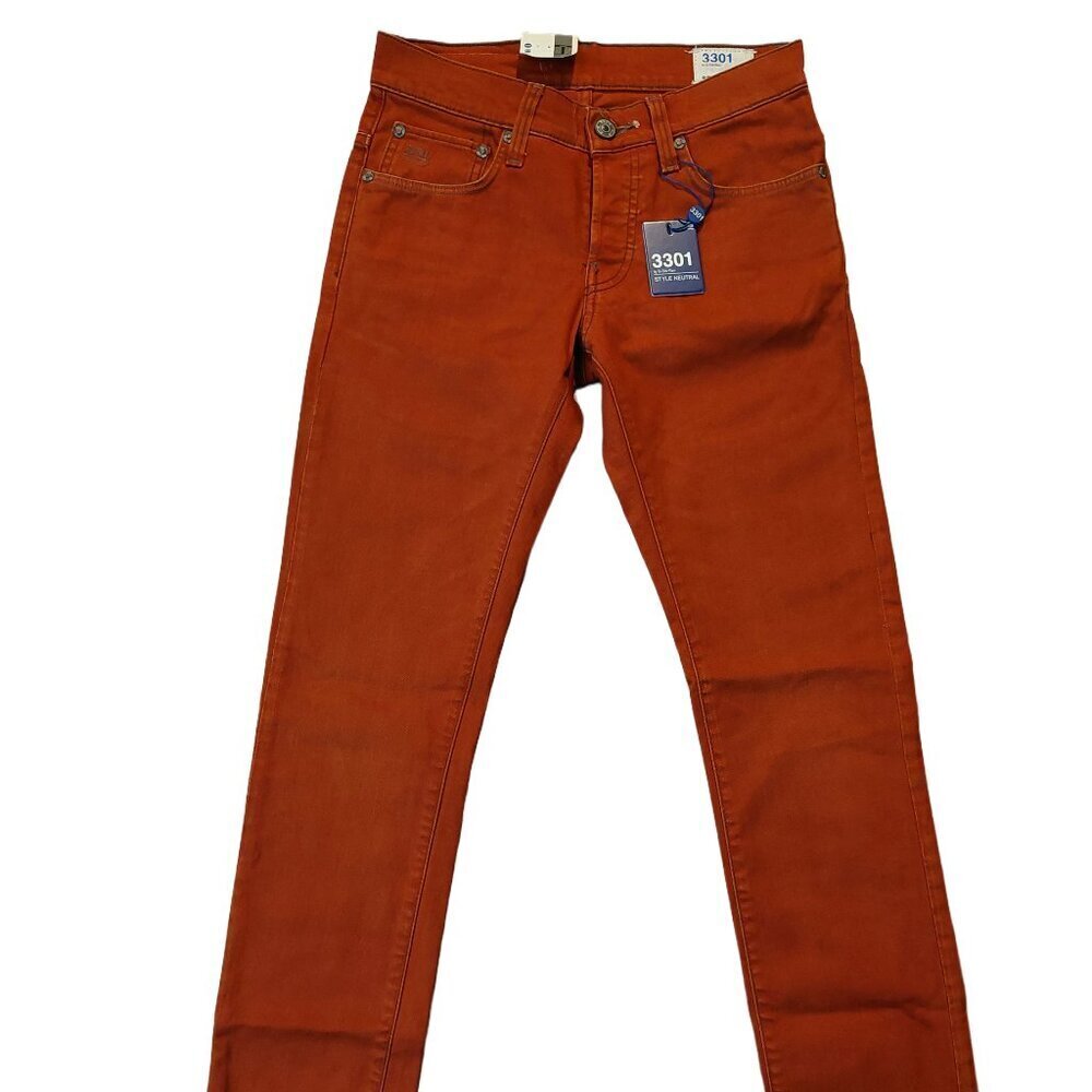 Retro Vintage G-Star Raw 3301 Skinny Burnt Orange High-Rise Denim Jeans Sz 27